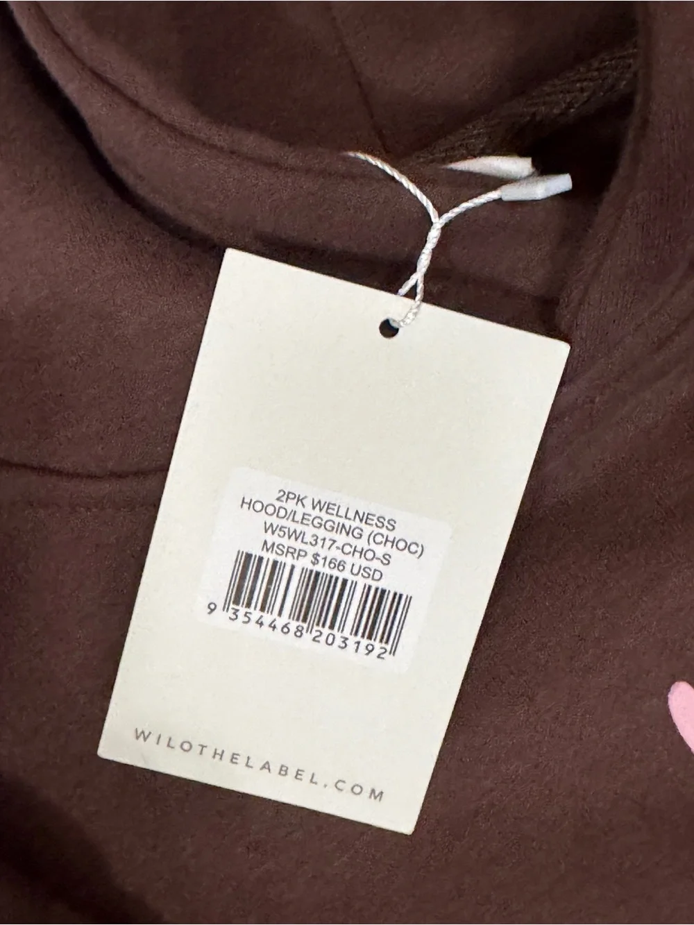 Wilo The Label Wellness Club Matching Set NWT Small Chocolate Brown Pink